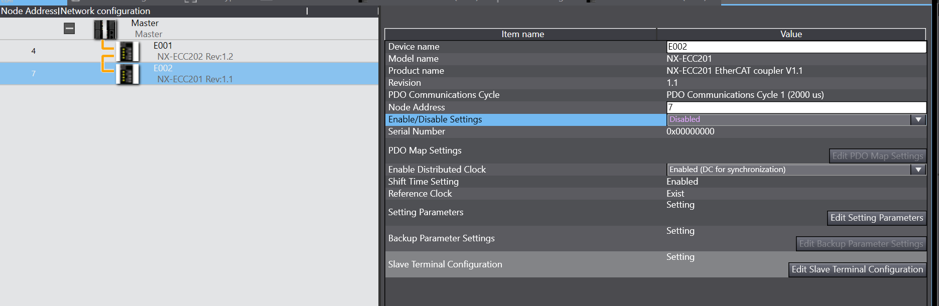 EtherCAT Configuration Disable EtherCAT Configuration Disable
