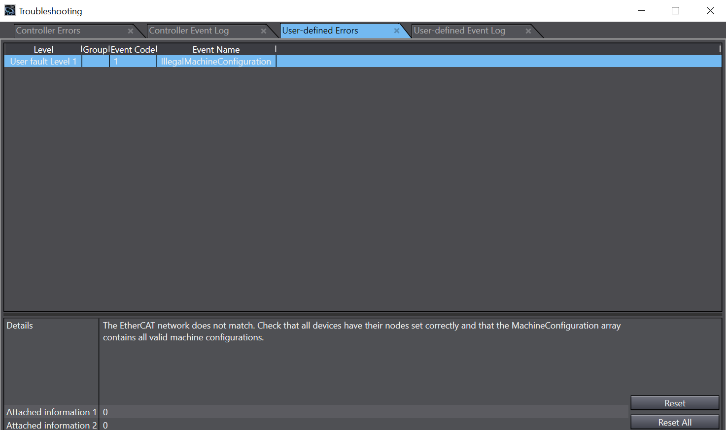 IllegalMachineConfiguration Alarm IllegalMachineConfiguration Alarm
